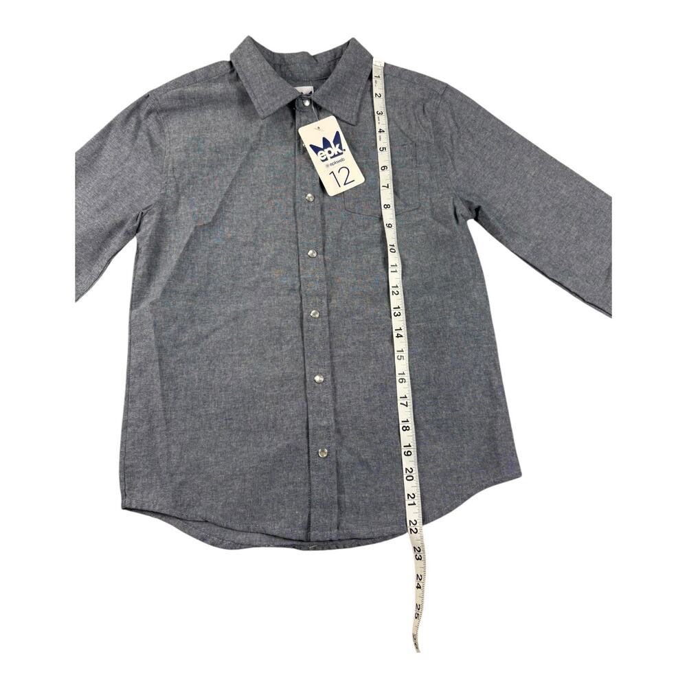 EPK Boys' Pearl Snap Long Sleeve Button-Up Dress Shirt - Size 12 - Gray NWT - Picture 7 of 11